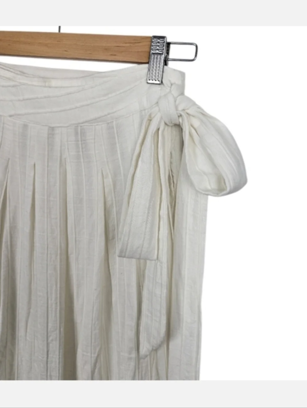 Free People Rey Wrap Ribbed Cotton Midi Skirt Ivory Cream Small